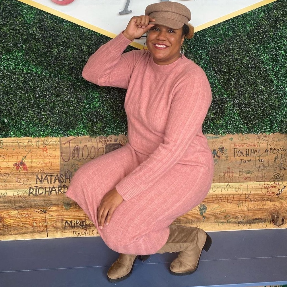 Pink sweater dress